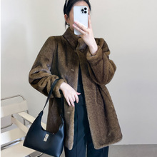 海宁新款水貂绒皮毛一体皮草外套2025女冬季时尚加厚中长款大衣