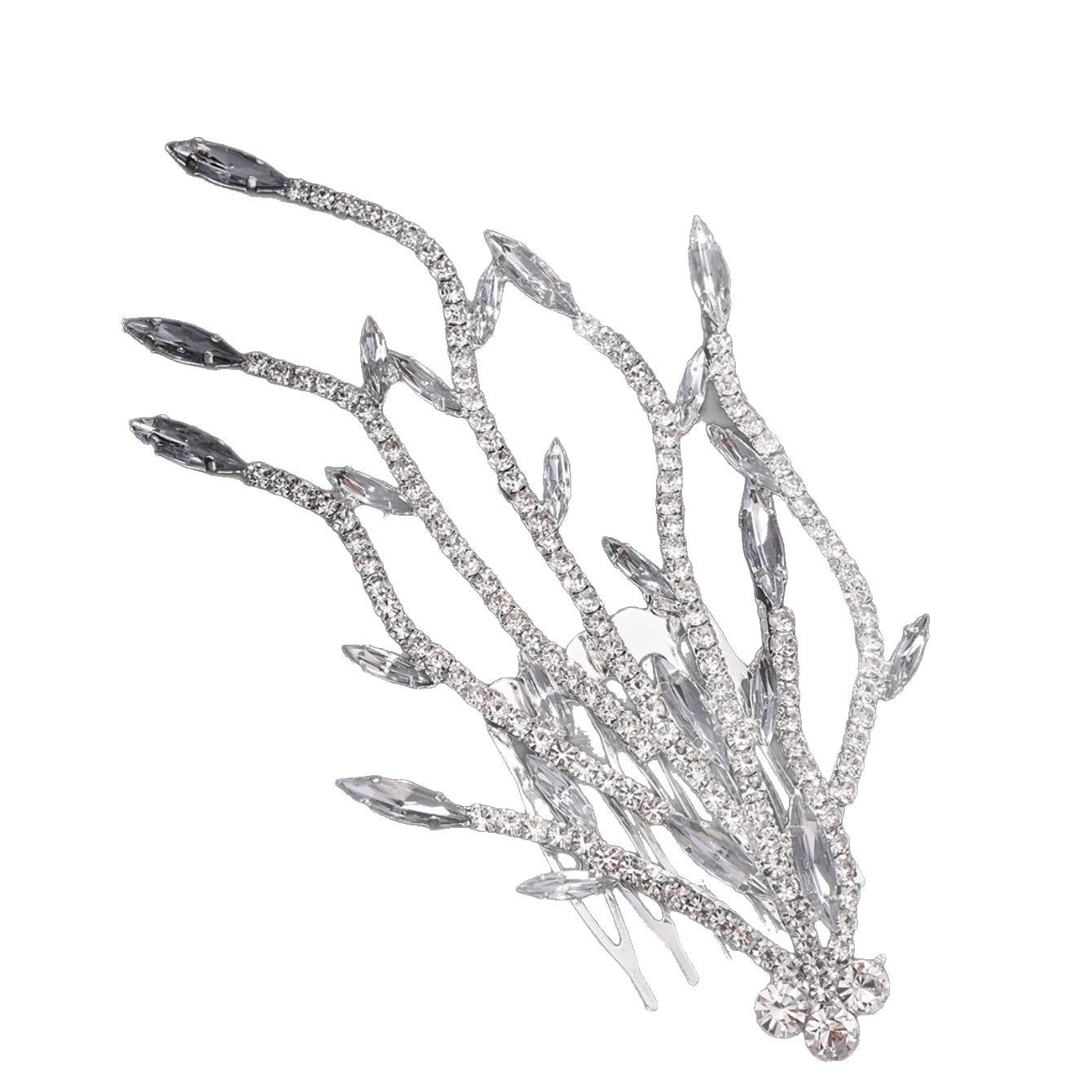 Ventas transfronterizas de novia caliente pinada de cabello super brillante accesorios de cabello de diamante de alta gama lujoso ligero tocado de viento