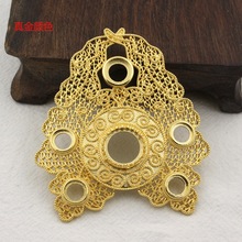 铸铜掐丝镂空镶石多宝璎珞挂件 古风发簪头饰配件