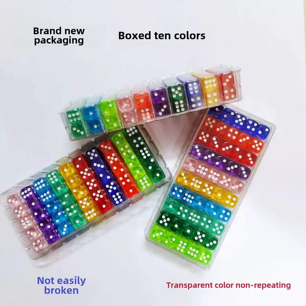 Spot 14mm transparent color Crystal acrylic dice new packing boxed dice color multi color optional