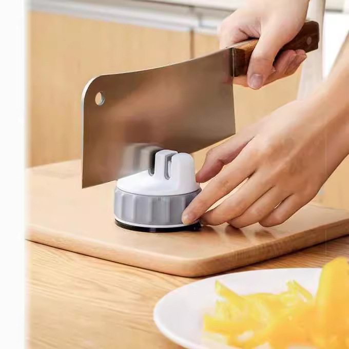 家用吸盘磨刀神器 多功能厨房快速磨刀易便携收纳 钨钢磨刀三合一