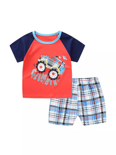 25 Summer Children's Cotton Short-Sleeve Set for Boys and Girls, Large Children's Two-Piece Set Children's Clothing