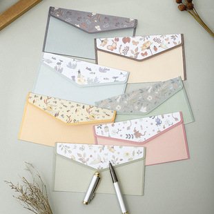 ins Japanese and Korean Style Simple Romantic Cute Cartoon Animal Plant Envelope Letterhead Set Love Letter White Paper Letterhead Spot