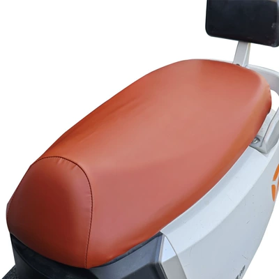 Four Seasons Universal Brown Stretch Leather Electric Motorcycle Seat Cushion Rain-proof Sun-proof Battery Scooter Leather Seat Cover (Electric car cushion) - brown-stretch-leather-size-xs