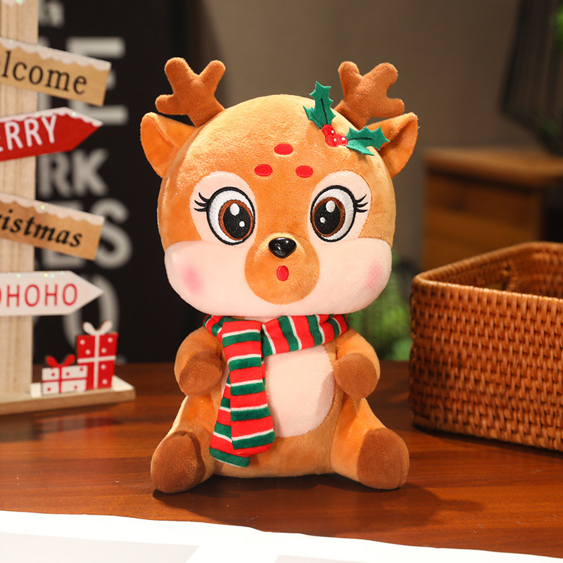 かわいいサンタクロース人形ヘラジカ人形鹿ぬいぐるみ人形ぬいぐるみクリスマスプレゼント装飾品|undefined