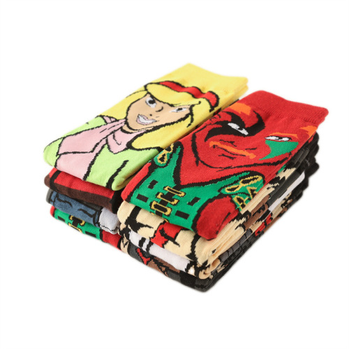 New male clown mid-calf cartoon men's socks cross-border supply female animation socks personality trendy skateboard socks manufacturer socks