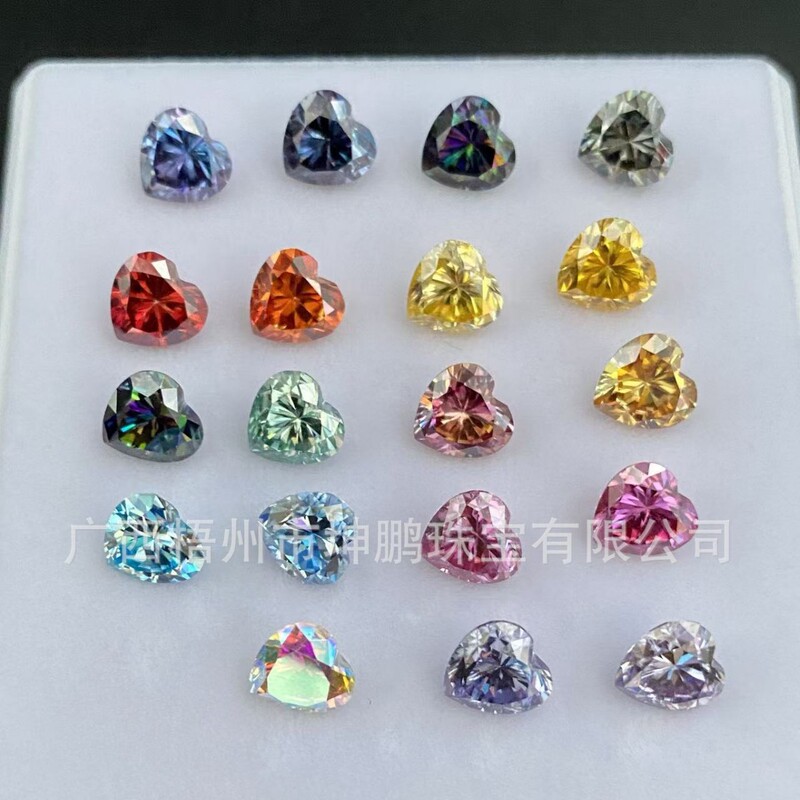 Wholesale Colorful Moissanite Peach Heart-Shaped Loose Diamond Heart-Shaped Moissanite Loose Diamond Gemstone Grc Certificate + Black Card