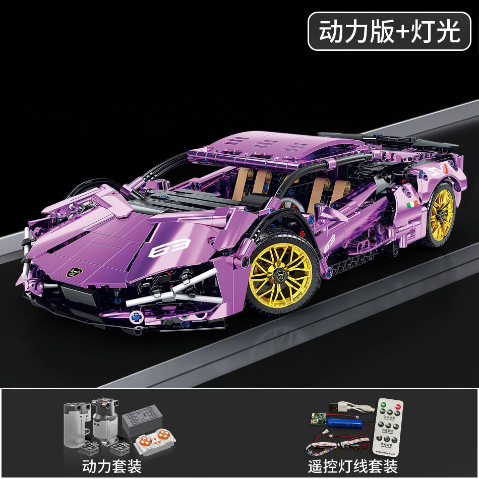 Compatible con Lego galvanizado plata buey modelo de coche deportivo Rambo Gini juguetes para niños bloques de maquinaria y tecnología de automóviles al por mayor