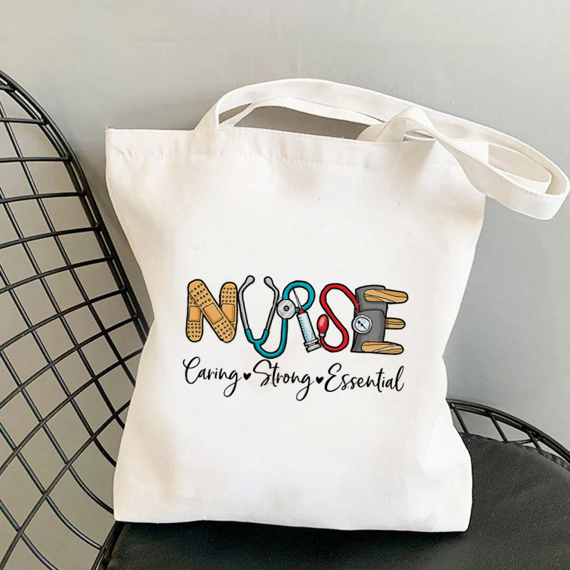 Comercio exterior transfronterizo Nursing Essentials impresa bolsa de lona Harjuku bolsa de hombro bolsa de mano bolsa de compras en stock
