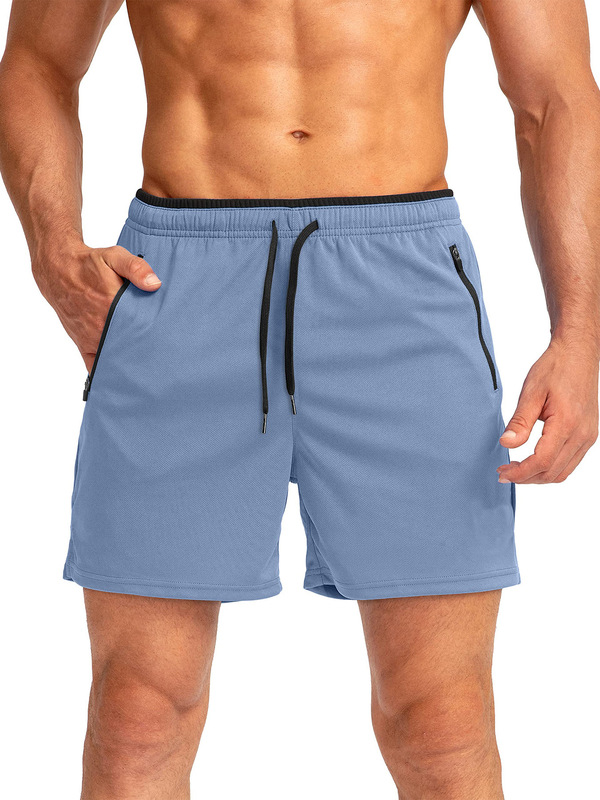 Men Running Shorts with Zipper Pocket Quick Dry Gym Sport Workout 5inch Men Shorts
