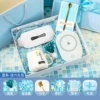 Blue 520 thermostatic cup + bouquet + spoon + greeting card + flashing light + raffia + warm palace treasure