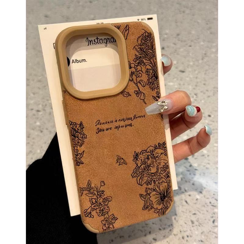 Escalera de piel de cordero-marrón-boceto flor 987411