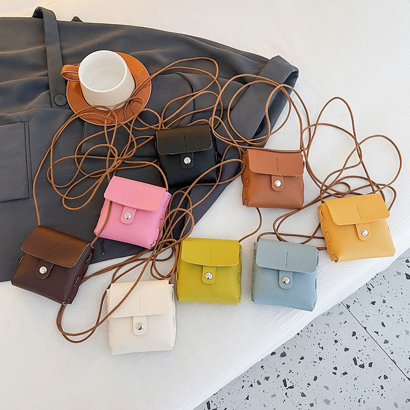 Monedero para niños Color caramelo PU Mini bolso de hombro pequeño Moda de niña coreana Mini Bolsos de moda para niños y niñas