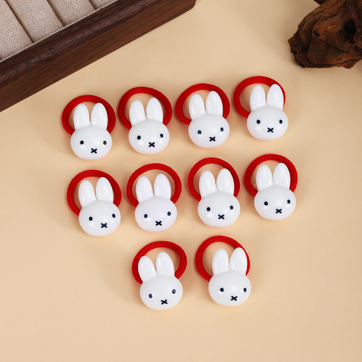 Niños lindos Miffy Dedo anillo para el cabello bebé pequeña banda de goma para el cabello de la niña atada cabello no daña cabello