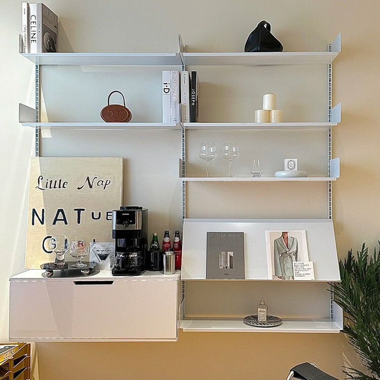 Bookshelf Multi-layer Storage Rack Wall-mounted Bedroom Simple Iron Invisible Suspended Wall Rail Storage Rack