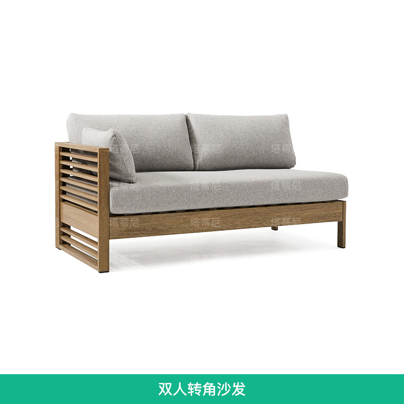 Conjunto de muebles de teca para exteriores, resistentes al agua y a los rayos UV, para sofá de jardín, patio, terraza, balcón, villa, con mesa de centro.