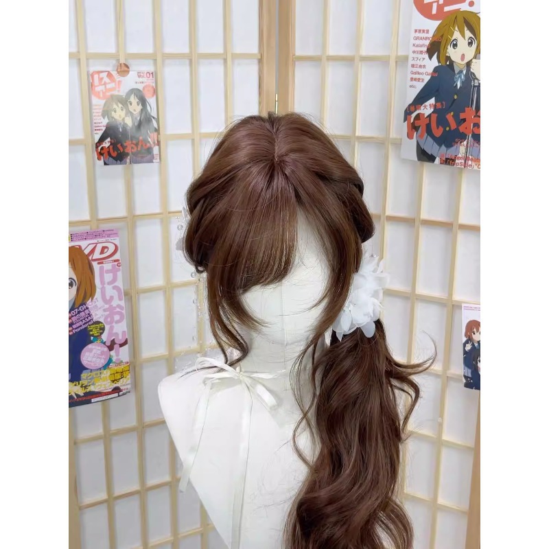 Koni Vintage Japanse stijl lange krullende pruik in chocoladebruin - zacht en lief Lolita volledig hoofdkostuum