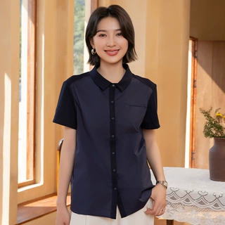 YUN韫中式夏季新款高级感减龄气质衬衫单排扣翻领宽松衬衣外套