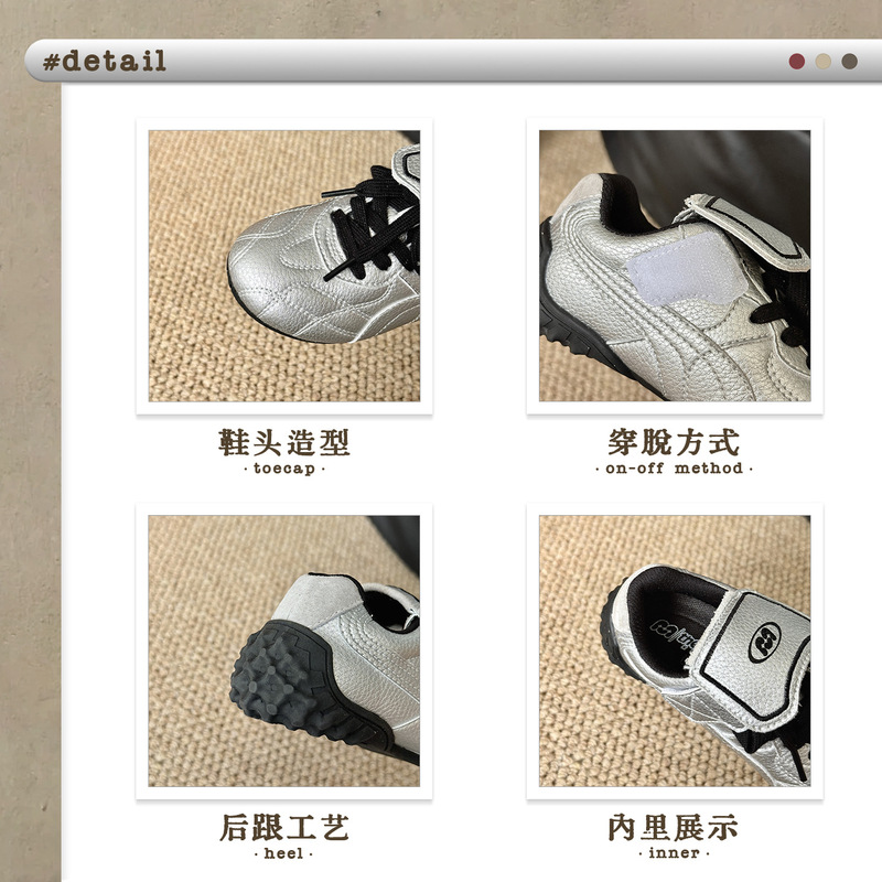 XSHX 子供用機能的な薄底シューズ男の子と女の子用温州靴ベルクロデザイン秋の新しいレトロスポーツスリッポン|undefined