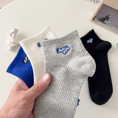 諸暨襪子男短襪透氣吸汗防臭運動男士棉襪潮流刺繡字母低幫中筒襪