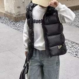 儿童羽绒服马甲韩版童装2025新款黑金加厚男女童白鸭绒坎肩背心