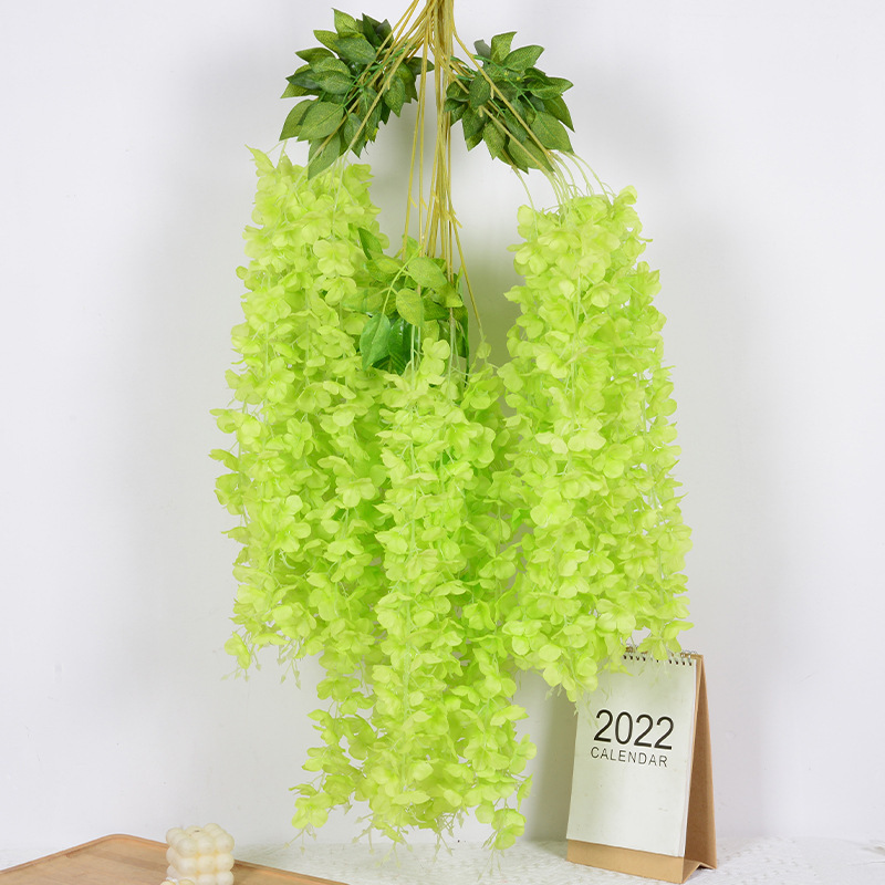 Wisteria Artificial Flor Rama en línea celebridad corredor boda colgante techo flor decorativa ratán Violeta planta de vid flor artificial