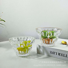 ins风创意甜品碗刻花纹玻璃早餐燕麦饮品雪糕冰淇淋碗糖水燕窝碗