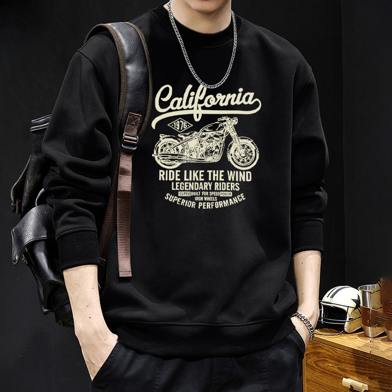 Suéter masculino primavera y otoño pesado estilo americano puerto viento de marea hookah cuello redondo manga larga chaqueta suelta camisa de base chaqueta
