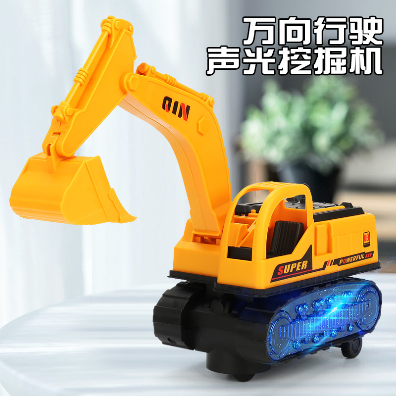Juguete de excavadora universal eléctrica para niños modelo de excavadora de luz de música de simulación juguete de parada de vehículo de ingeniería
