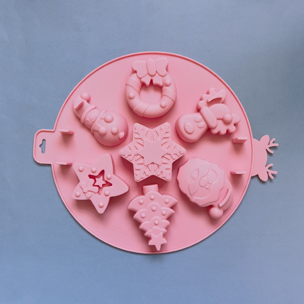 Redondo 7 Navidad 77 molde de silicona pastel helado pudín molde de postre jabón utensilios