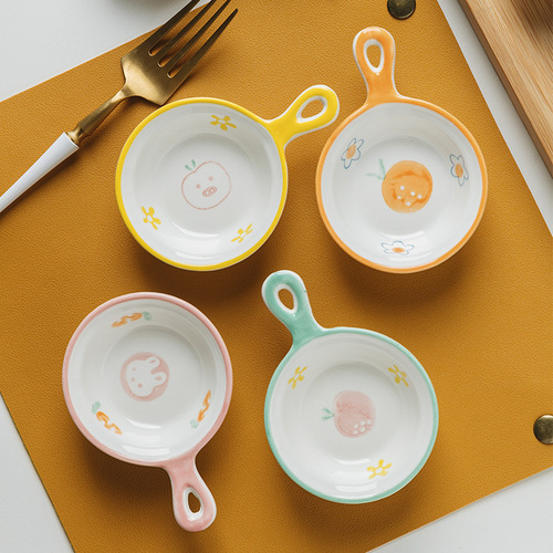 Creative cartoon household ceramic seasoning dish, soy sauce dish, dipping snack dish, small dish, vinegar dish, sauce dish, small dish