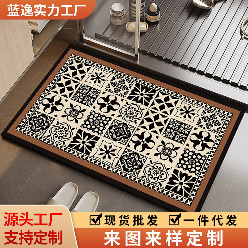 Household Diatomaceous Earth Bathroom Door Mat, Sink and Shower Absorbent Mat, Bedroom Bedside Carpet, Cross-Border