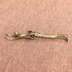 茶道仿古玩物件靈猴送福瑞壺叉黃銅手工創意生肖壺蓋叉工藝收藏品