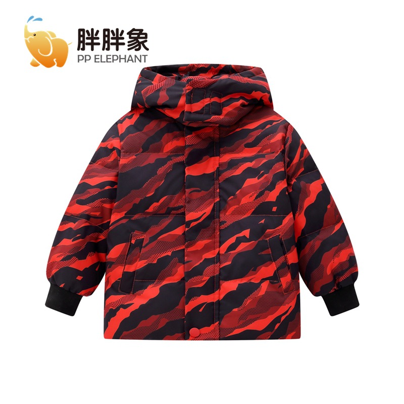 Invierno nuevos niños y niñas de los niños medio y grandes ropa de los niños engrosada camuflaje chaqueta caliente manga larga corta