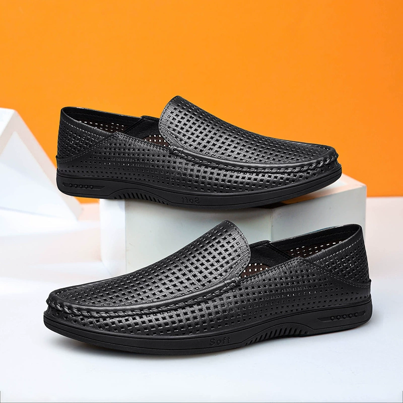4276 мужская кожаная обувь с вырезами, повседневная обувь с дырками, летняя дышащая перфорированная обувь для рукоделия с низким верхом и одной педалью