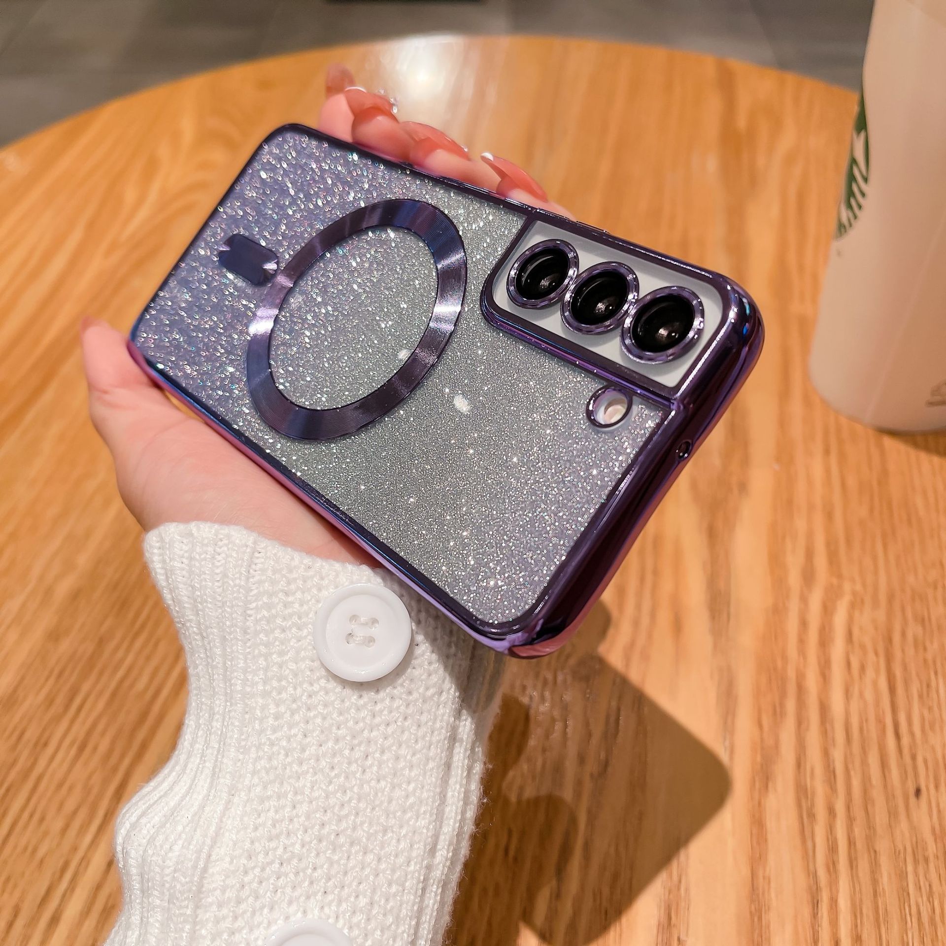 Funda Protectora para Teléfono Samsung S25edge con Degradado Brillante, Galvanoplastia, Succión Magnética, Apta para Lente S24U, Diseño de CD, Cubierta Protectora Suave