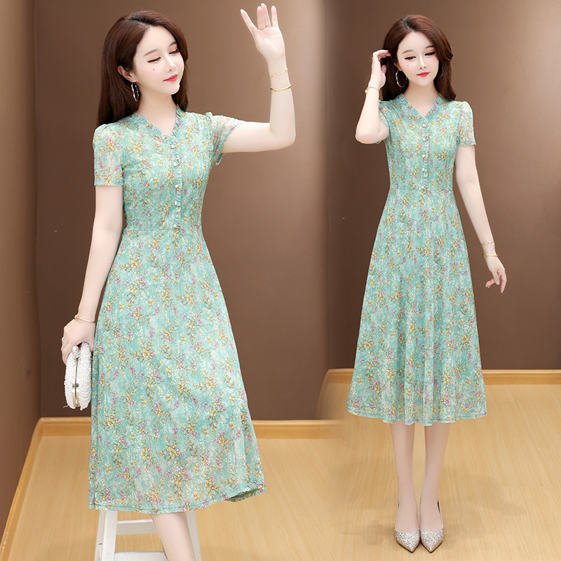 High-End Xiangyun Silk Mulberry Silk Dress, New Fashion Style for Mothers, Elegant Floral Dress for Women, Summer