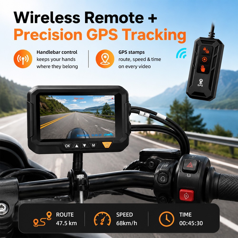 Cross-border motorcycle recorder, high-definition waterproof motorcycle recorder, WiFi connectivity, dual front and rear recording of driving trajectory