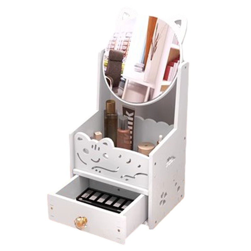 Espejo de maquillaje de escritorio cajón grande caja de almacenamiento de cosméticos portátil Internet celebridad dormitorio estudiante vestidor espejo al por mayor