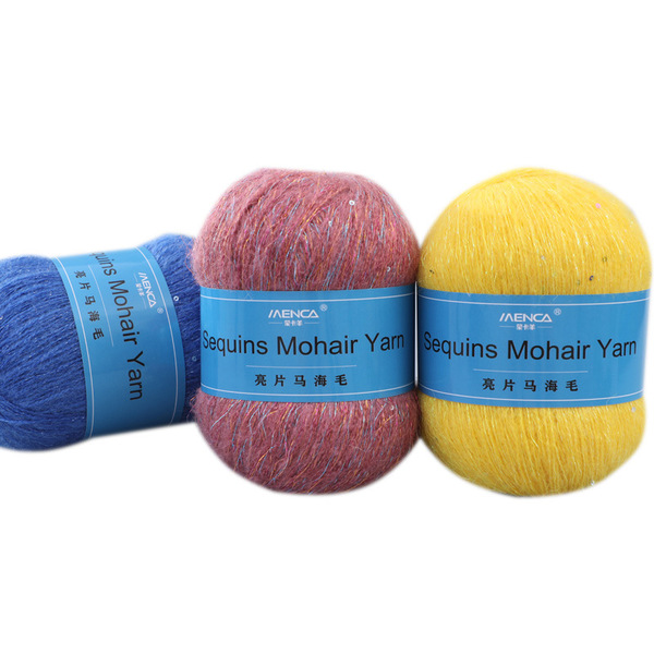 Beaded mohair yarn