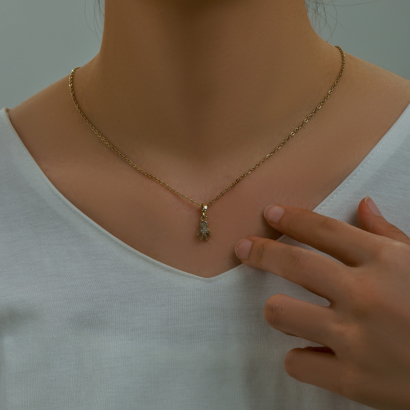Collar con colgante de oso de peluche, con gemas artificiales de color 14k, chapado en aleación de alta gama, nueva moda Xuping.