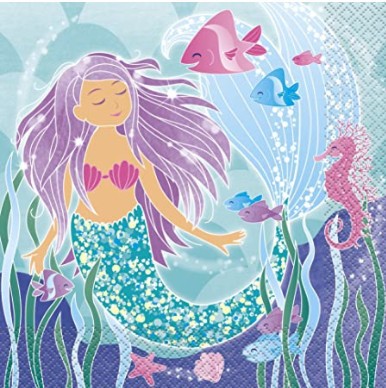 Amazon nueva segunda generación sirena azul fishtail fiesta decoración azul fishtail Amazon vajilla traje