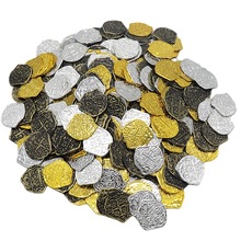 跨境西班牙海盗金币Doubloon仿真玩具硬币100加勒比海盗币金银色