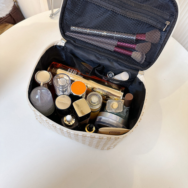 2024 neue Große Kapazität Qianniao Grid Business Reise Make-Up Lagerung Tragbare Hand gehalten Toiletten Tasche_voghion.com