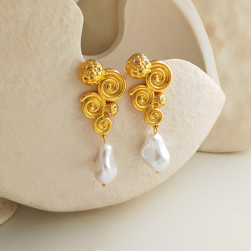 Fashion Geometric Copper Pearl Plating Inlay Zircon Earrings 1 Pair