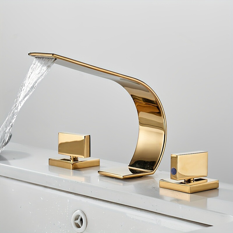 All-Copper Manufacturer Wholesale Household Gold-Colored Hot and Cold Basin Faucet Modern Simple Durable Countertop Basin Sink