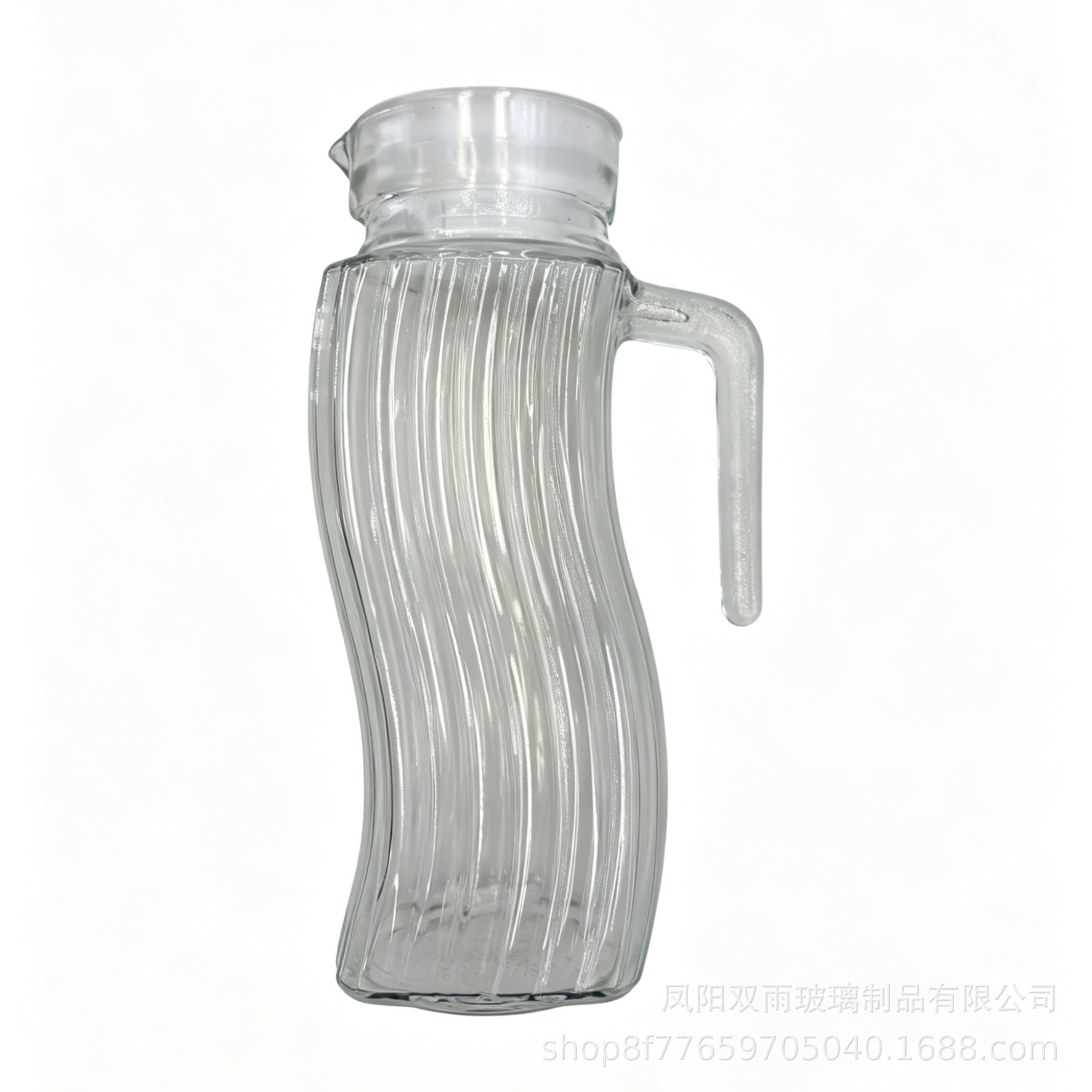 Fábrica directa de agua corrugada de vidrio fría jarro de jugo jarro de agua vertical jarro de boca de pato de gran capacidad