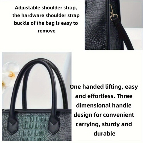 Elegant Romantic Women's Bag Crocodile Print Three-piece Set