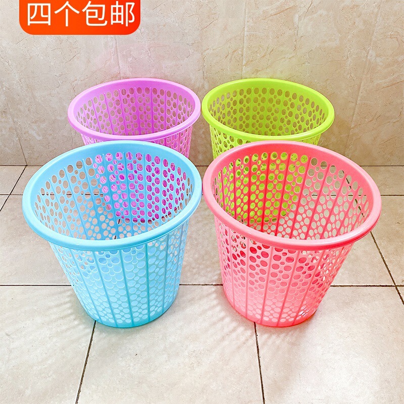 Paper Basket Colorful Trash Can Office Kitchen Bathroom Household Large Trash Can Waste Paper Basket Plastic Debris Basket