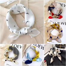 100%桑蚕丝真丝素绉缎53小方巾高档女春夏秋时尚气质复古丝巾围巾